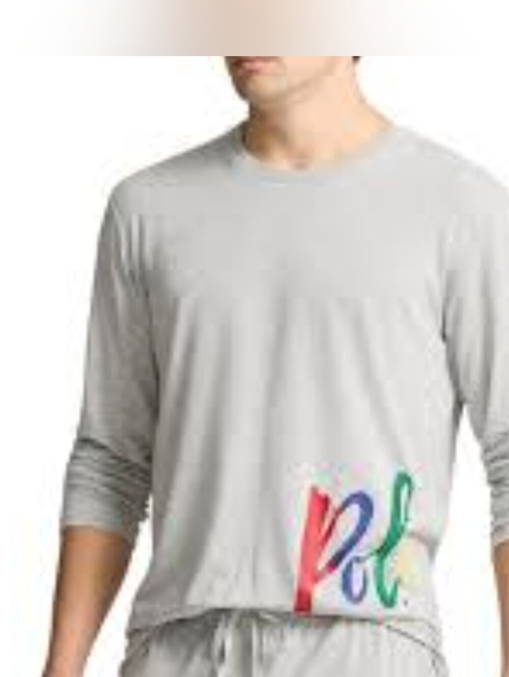 Polo Ralph Lauren Mens Grey Long Sleeve Sleepwear Light Sleep Shirt Medium